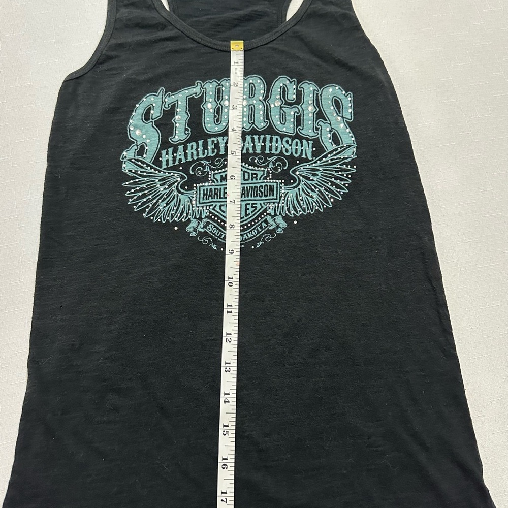 Harley Davidson Sturgis Rhinestone Tank Top Black Racerback Small - Picture 7 of 12